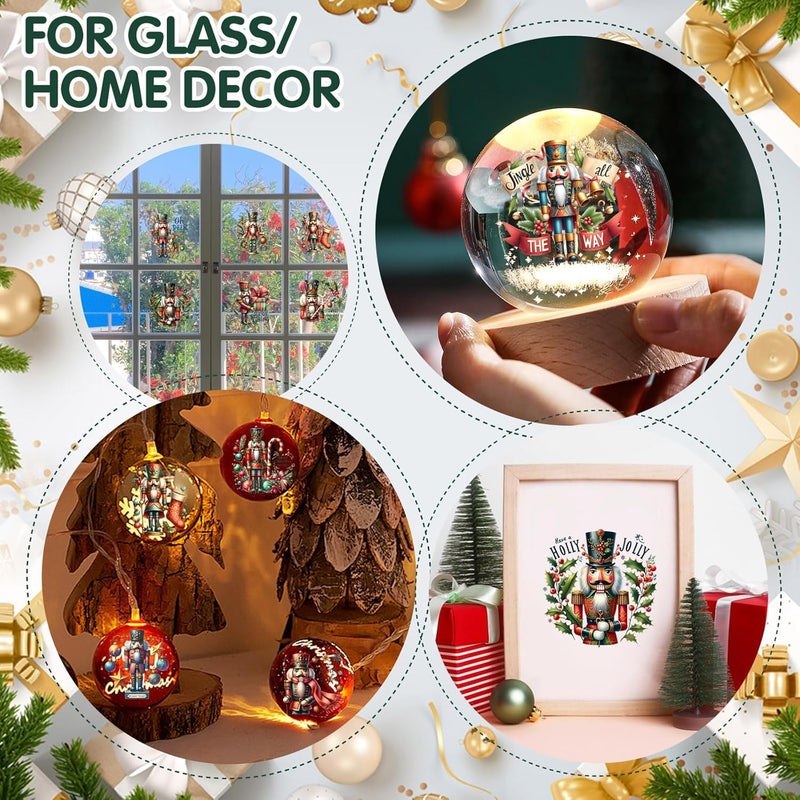 ZMRU 24 Sheets Vintage Christmas Rub On Transfers for Crafts, Rub On Transfers Christmas for Wood，Furniture Decals, Glass, Porcelain, Leather, Canvas, Fabric Projects,3 * 3inch - Image 4